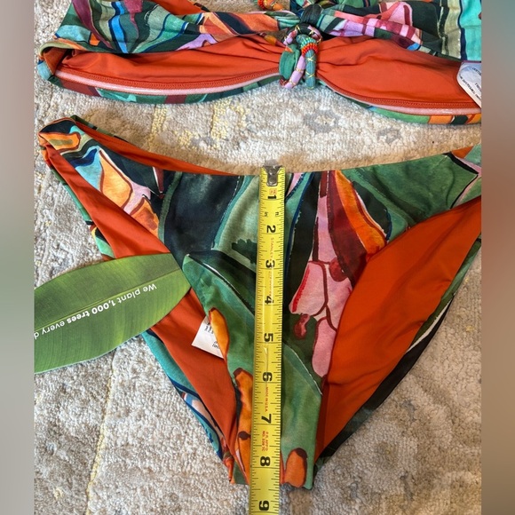 FARM Rio Banana Foliage Bandeau Bikini Top & Bottom M - Picture 9 of 9